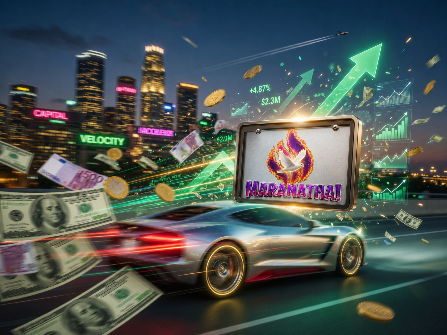 Visual representation of success, speed, and profitable momentum